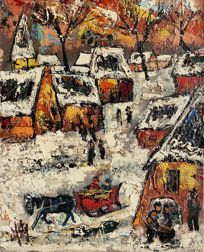 Henry Maurice D'ANTY - Pintura - Village sous la neige