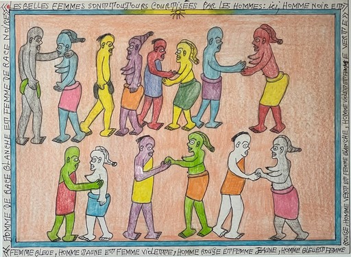 Frédéric BRULY BOUABRÉ - Drawing-Watercolor - Les Femmes sont toujours courtisees par les hommes
