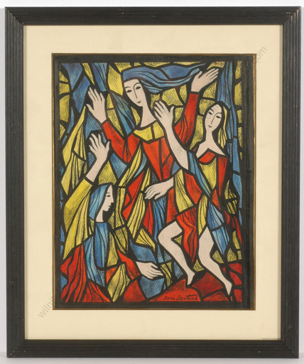 Boris DEUTSCH - Dibujo Acuarela - "Art Deco project for stained glass", watercolor, ca. 1925