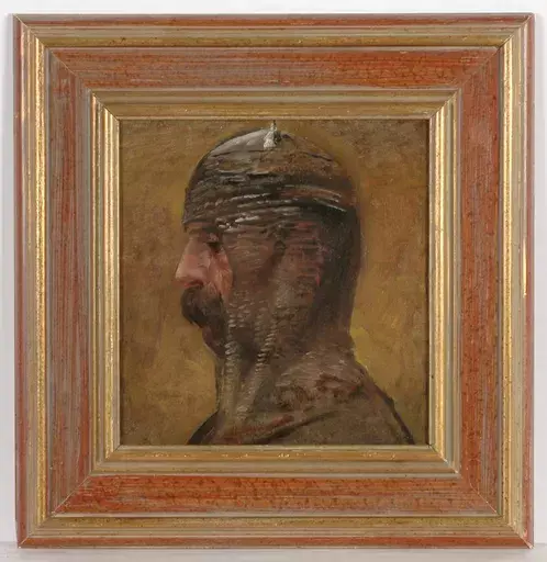Lászlo PATAKY VON SOSPATAK - Pintura - "Varrior head" oil on canvas, 2nd half of the 19th century