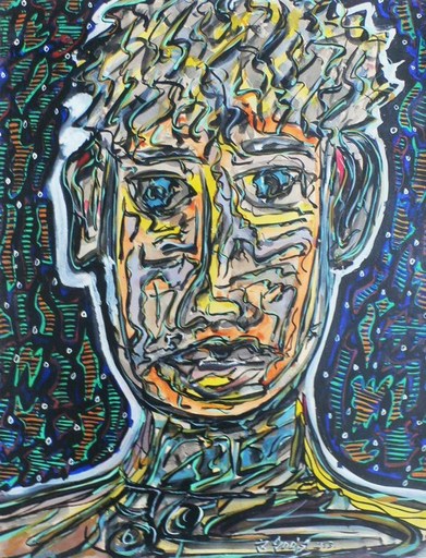 Joska SOOS - Painting - " Portrait surréaliste " Hommage à André Masson