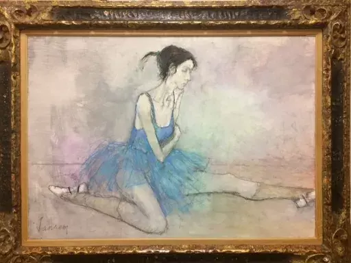 ジャン・ジャンセン - 绘画 - Seated Ballerina with blue tutu