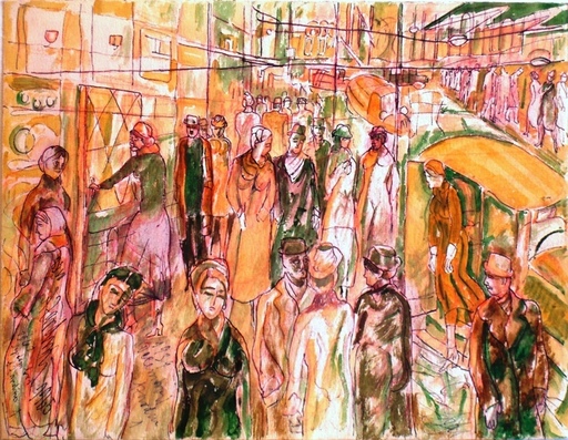 Adolfs ZARDINS - Drawing-Watercolor - Movement of Street