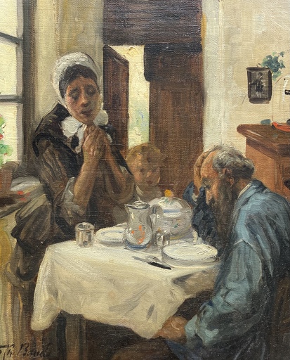 François Charles BAUDE - Pittura - repas en famille