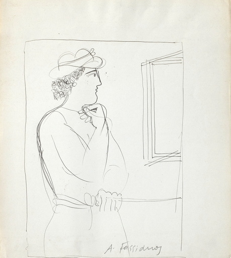 Alexandre FASSIANOS - Drawing-Watercolor - L'homme au chapeau