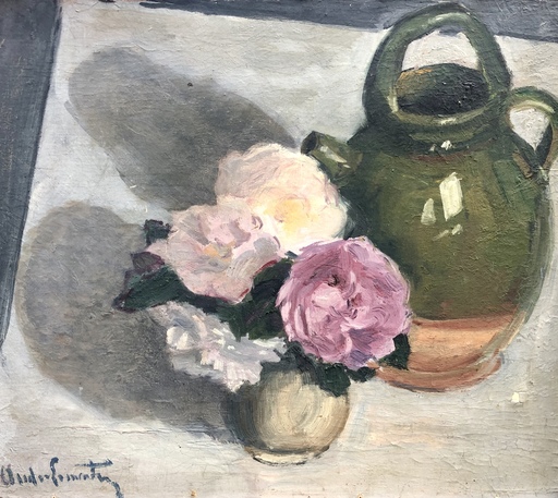 André LEMAITRE - Painting - Fleurs et pichet 