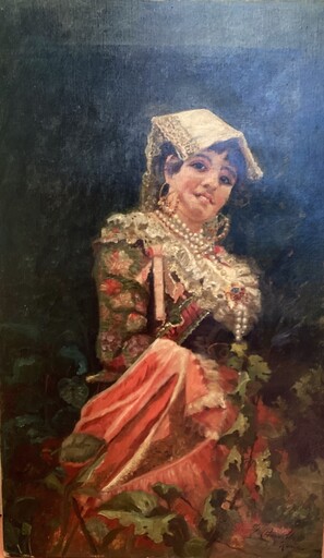 Francisco PRADILLA Y ORTIZ - Peinture - Retrato de Dama Romana