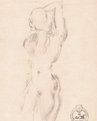Salvador DALI - Disegno Acquarello -  Etude nu féminin du face (s.9056)