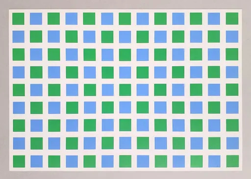François MORELLET - Print-Multiple - Quadrillage vert et bleu