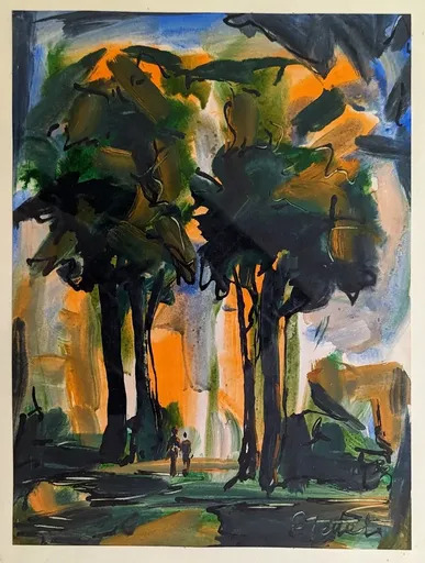 Edmund TETTEH - Zeichnung Aquarell - Sunrise in the Rain Forest