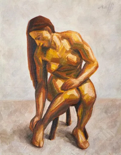 Maxence RAFFI - Painting - Nu à la chaise