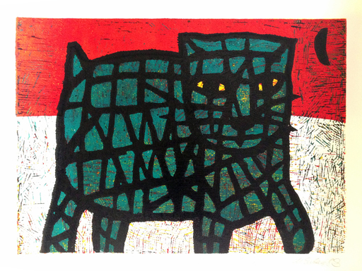 Maris SUBACS - Print-Multiple - Landscape with green cat