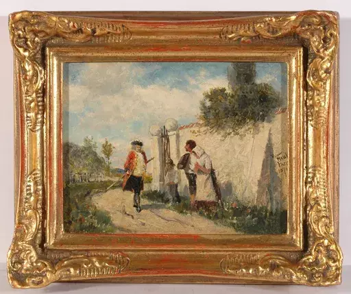 Heinrich RASCH - Gemälde - "At the castle wall" oil on panel, 1873