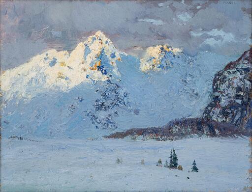 Cesare MAGGI - Painting - Neve in Val d'Aosta