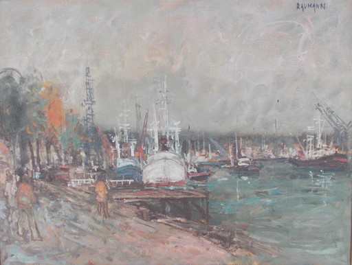 Joseph RAUMANN - Pintura - Les quais de Bayonne