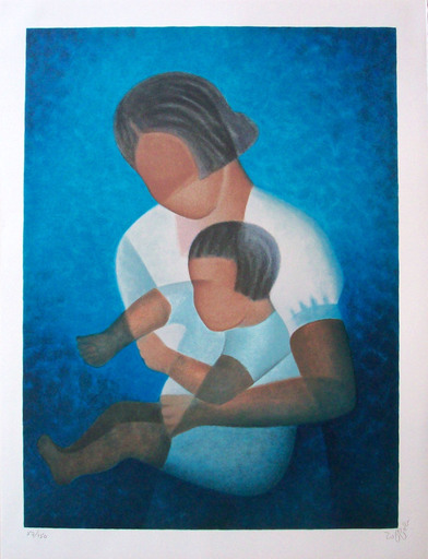Louis TOFFOLI - 版画 - Le Bambin dans les bras