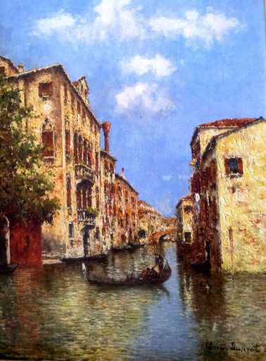 Albert Ferdinand DUPRAT - Pintura - Gondola on a Venetian Canal
