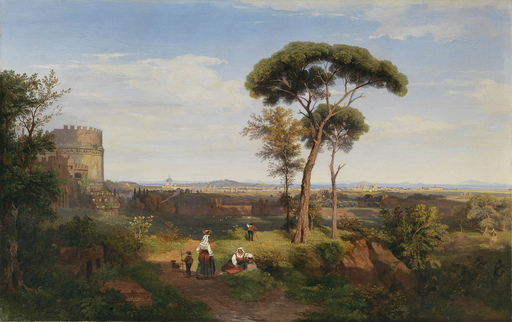 Thomas DESSOUSLAVY - Pittura - Veduta di Roma dalla tomba di Cecilia Metella