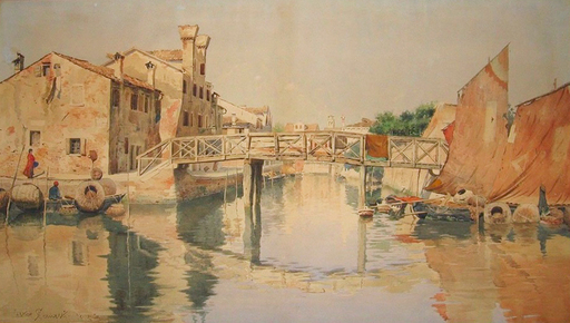 Vittore ZANETTI ZILLA - Drawing-Watercolor - Ponte S. Angello alla Giudecca