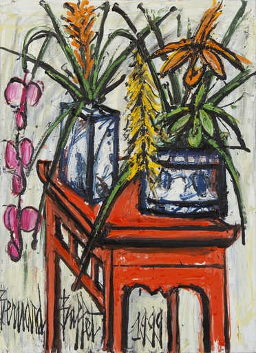 Bernard BUFFET - Peinture - Fleurs sur une table chinoise