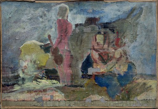 Maurice Georges PONCELET - Painting - "LES MUSICIENS AMBULANTS"