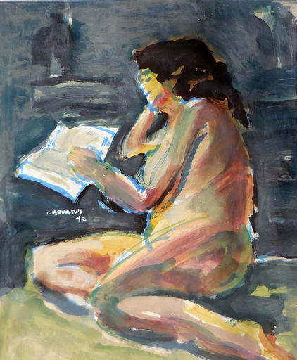 Jean-Pierre CHEVASSUS-AGNES - Peinture - femme nue assise lisant dans mon  atelier 