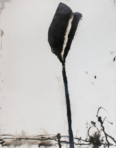 Robert BARIBEAU - Gemälde - Stem in Black #1 (Abstract painting)