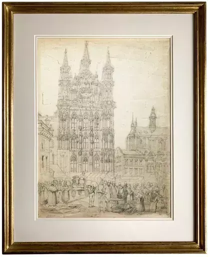 Jean-Jacques DERIAZ - Drawing-Watercolor - L’Hôtel de Ville de Louvain