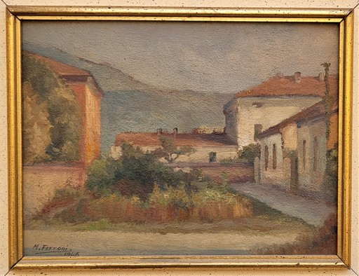 Mario FERRONI - Painting - Borgata Monterosa 1946
