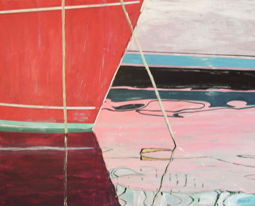 Michèle FROMENT - Painting - REFLETS DANS LE PORT Ref. 245H