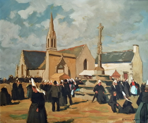 Maurice MENARDEAU - Peinture - Le pardon de Penhors, Bretagne