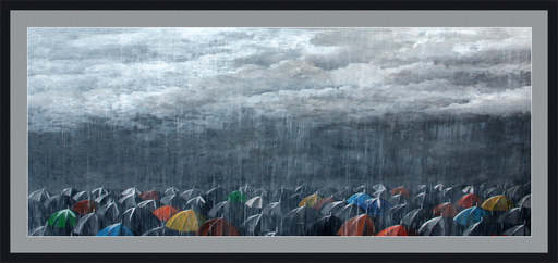 Zurab GIKASHVILI - Pintura - Umbrellas. Rain