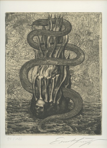 Ernst FUCHS - 版画 - GRAVURE 1972 SIGNÉE CRAYON NUM/180 HANDSIGNED NUMB ETCHING
