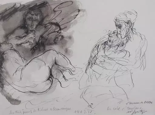 Walter SPITZER - Drawing-Watercolor - L'homme de platre