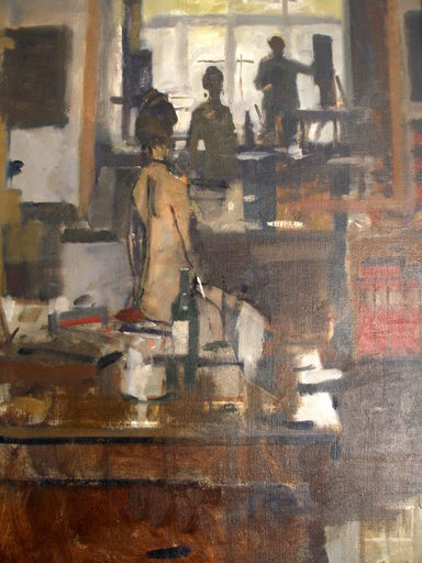 Ken HOWARD - Painting - Nude and Artist in Studio