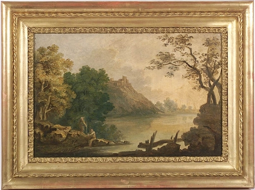 Martin VON MOLITOR - Pittura - "Romantical Riverscape", late 18th Century