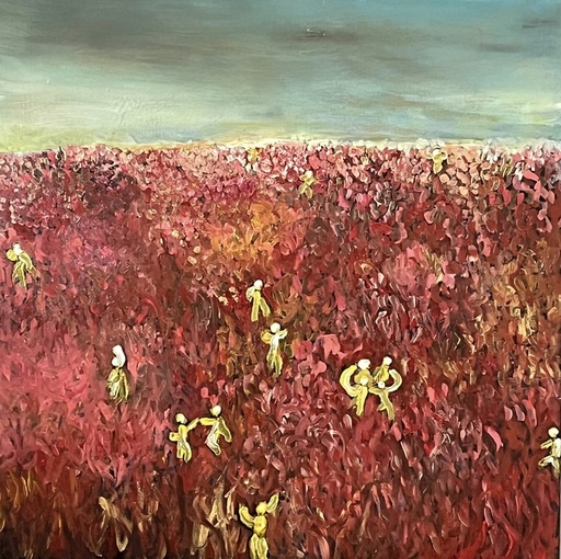 Frederic LEMONNIER - Gemälde - Red field of innocence
