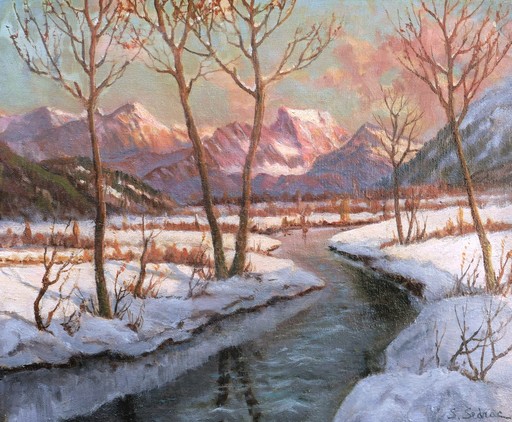 Serge SÉDRAC - Painting - Paysage d'hiver à Engadine, Suisse