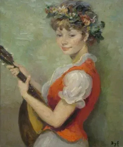Girl With Lute By Marcel Dyf Buy Art Online Artprice