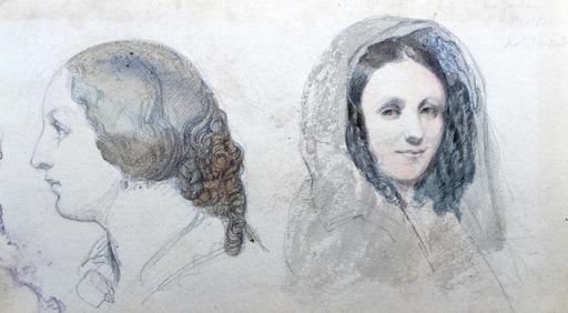 Joseph Bonaventure LAURENS - Drawing-Watercolor - Les deux visages