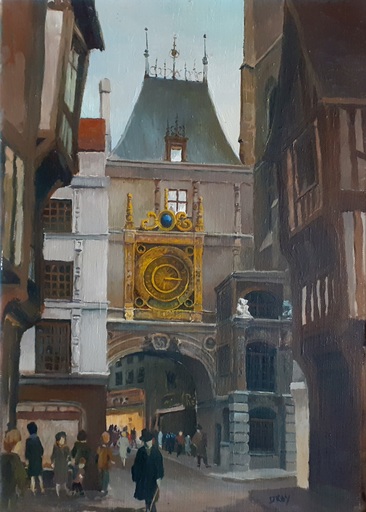 André DROY - Painting - Rouen le Gros Horloge
