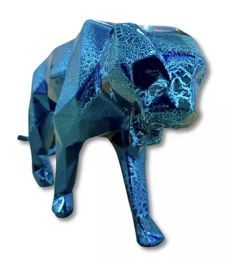 Richard ORLINSKI - Sculpture-Volume - Panthère crackled bleu