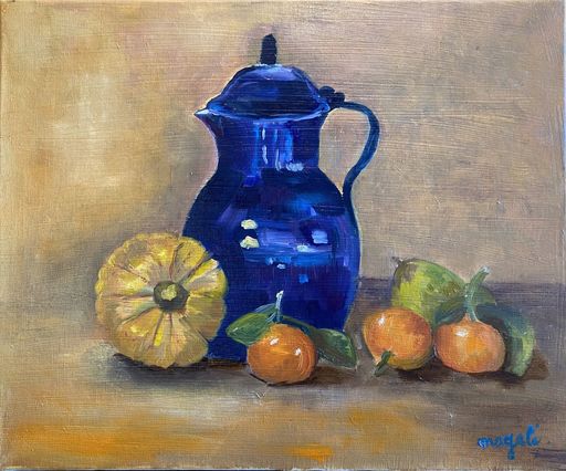 Magali PALATAN - Painting - La cafetière bleue