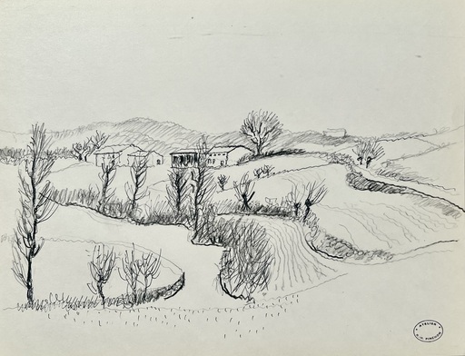 Robert Henri PINCHON - Disegno Acquarello - Paysage
