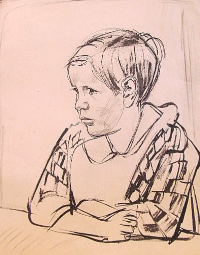 Erich HARTMANN - Drawing-Watercolor - #19943: Knabenporträt. 