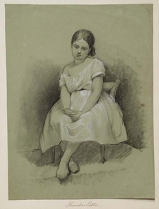 Theodor PETTER - 水彩作品 - "Study of a Little Girl" by Theodor Petter, ca 1850