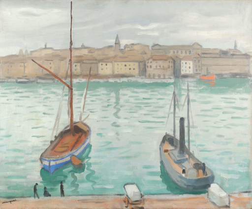 Albert MARQUET - Peinture - Marseille, les deux bateaux (Ca.1916-1918)