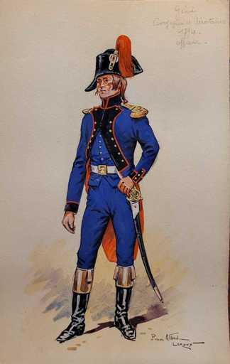 Pierre Albert LEROUX - Disegno Acquarello - Officier Du Génie en 1794