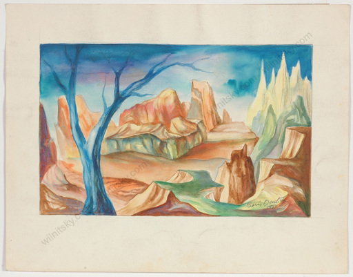 Boris DEUTSCH - Drawing-Watercolor - "Surrealist landscape", watercolor