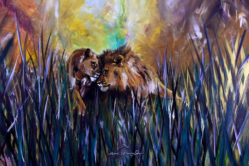 Rémi BERTOCHE - Painting - Lion Love
